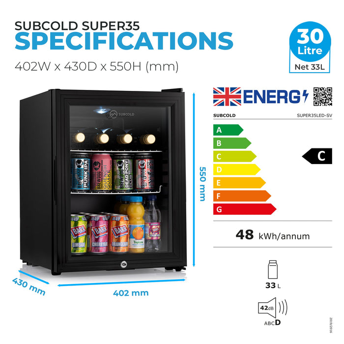 Subcold Super 35 LED Beer Fridge - Black