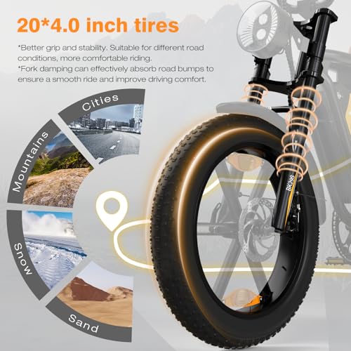 HITWAY Electric Bicycle, 20 * 4.0 inch Off-Road EBIKE for Adults with 250W Motor and 48V 15Ah/2 * 48V13Ah Battery, 7 Speed Snow Bike range 45-150 km