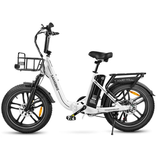 SAMEBIKE Electric Bike for Adults, 20"*4.0 Fat Tire Step-Through E-Bike for Women - 36V 13A Battery - 7-Speed - Dual Shock Absorber - Ideal for Commuting & Off-Road Excursions (White)