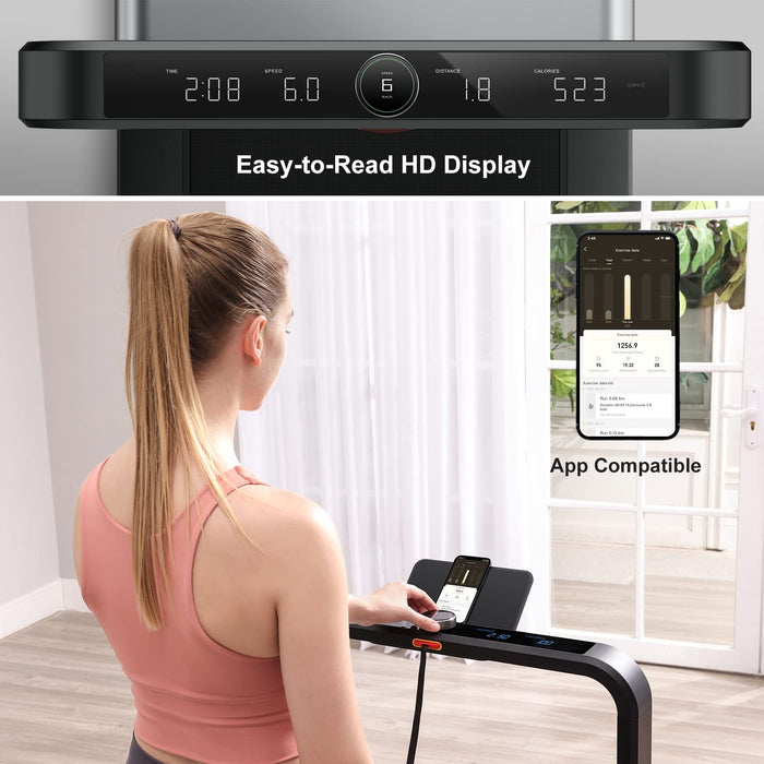 WalkingPad X21 Treadmill, 1-12 km/h, App Control, HD Display, Black