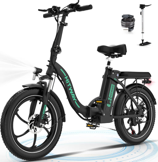 HITWAY Electric Bike, 20" Fat Tire Ebikes, 12Ah 250W 36V E Bike, 35-90KM Electric Folding Bikes with 7 Gears System City E Bike Mountain Bicycle