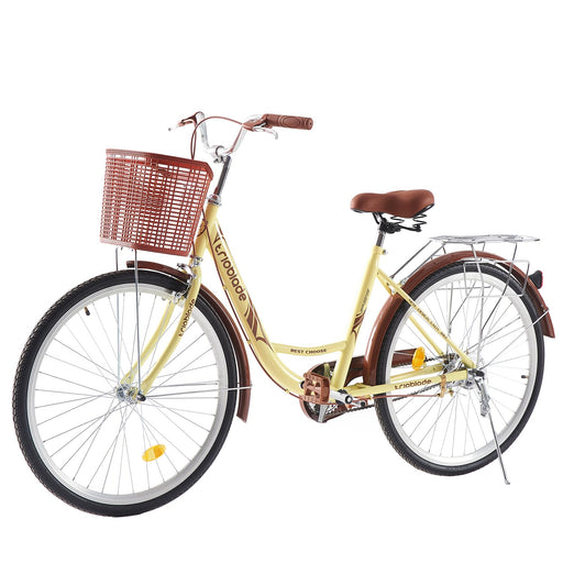 TRIOBLADE Vintage Ladies Bike with Basket Hybrid Bicycle for Women 26 Inch Wheel Lightweight Commuter City bike 17" Frame