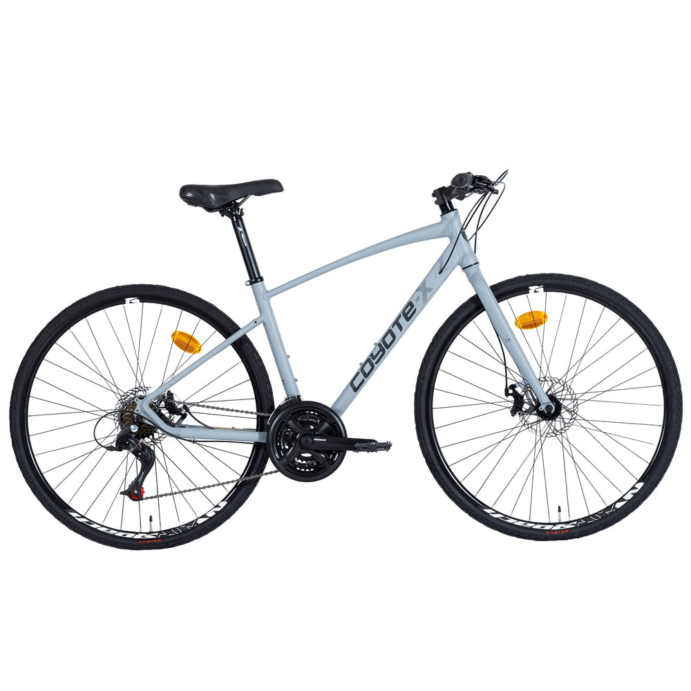 COYOTE-X LEXINGTON Gents's Urban Bike With 700C Wheels 19-Inch Alloy Frame,Shimano 1 X 8 speed gearing with Shimano shifter and a Sunrace 11/34T 8 speed cassette freewheel, Hydraulic disc brakes, Grey