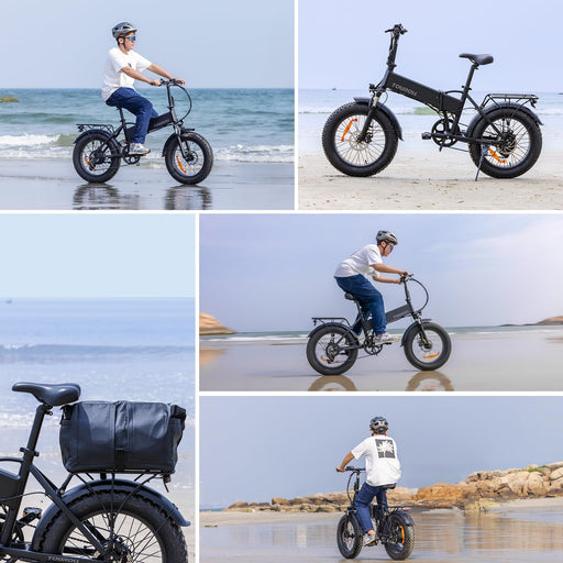 Touroll Electric Bike Folding E-bike, S1 20"×4.0" Fat Tire Electric Bicycle, 48V 15.6Ah Removable Battery, 50KM-100KM, 7 Speed, 60N.M Hub Motor E-bike for All Terrain, MTB/Beach/Snow