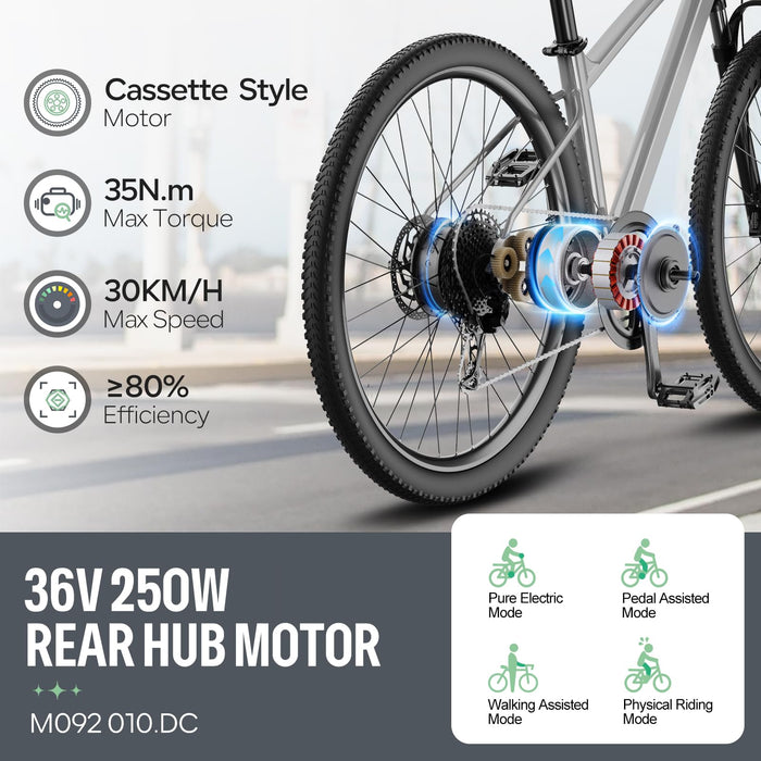 Varstrom 36V 250W Rear Ebike Conversion Kit 26" Rear Wheel Hub Motor Kit Electric Bike Conversion Kit with DZ40 Display & PAS Sensor & Controller for City & Mountain Bikes