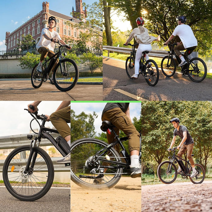 Finbike Electric Bike for Adults,26" Ebike 250W Motor Electric Bicycle with 36V 10.4Ah Removable Battery,100KM Range,Shimano 7 Speed,Fast Charging, 5 Speed Modes,Dual Disk Brake Mountain Bike