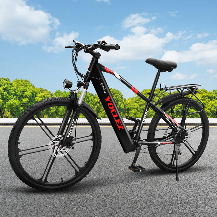 GSOU 26" Electric Bikes for Adults. 2603 E-Bike with 250W High-Speed Mid-Drive Brushless Motor. Electric Bicycle Built-in 36V-8AH Removable Li-Ion Battery, 7-Speed, LCD Display, Dual Disc Brake