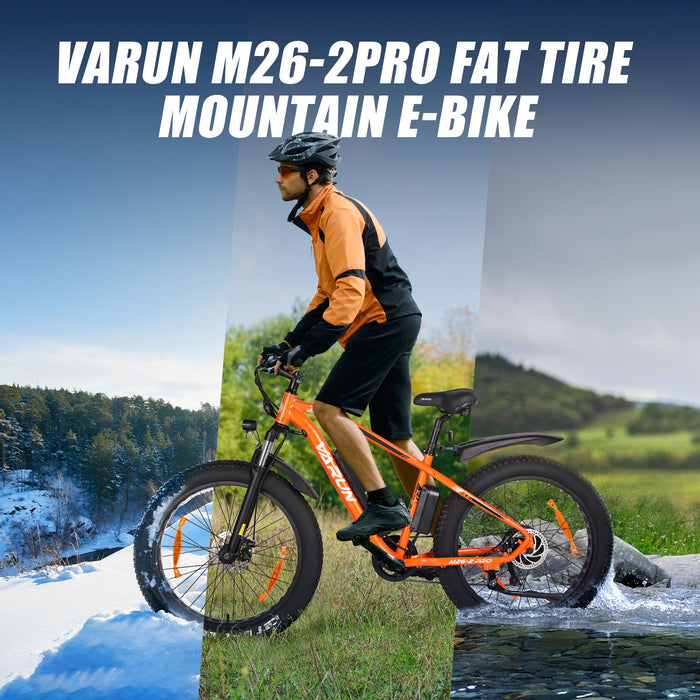 VARUN Electric Bikes for Adults, 26''*4.0 Fat Tire Electric Mountain Bike with 48V/13Ah Lithium Battery, LCD Display with 5-PAS, E-fatbike with 4 Riding Mode, Mileage 100KM